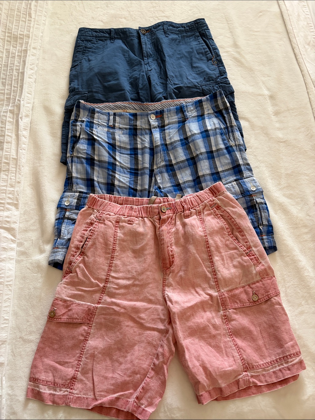 Tommy Bahama Three Casual Men's Shorts - Pink, Blue Plaid, Navy